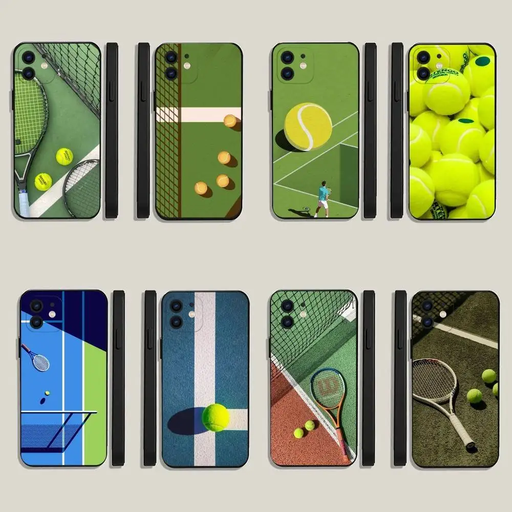 

Tennis Sport Tennis Phone Case For iPhone16,15,14,13,12,11,Plus,Pro Max,XS,X,XR,SE,Mini,8,7 Soft Silicone Black Cover