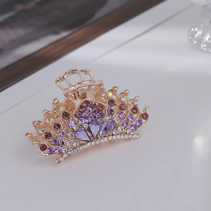 The new Korean version of the crown plate hair clip shining zircon back head hair clip elegant ladies fashion hair accessories