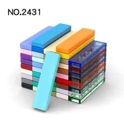 20Pcs  MOC Parts 2431 Tile 1 x 4 with Groove Compatible Bricks DIY Assmble Building Blocks Particle Kid Puzzle Brain Toy Gift