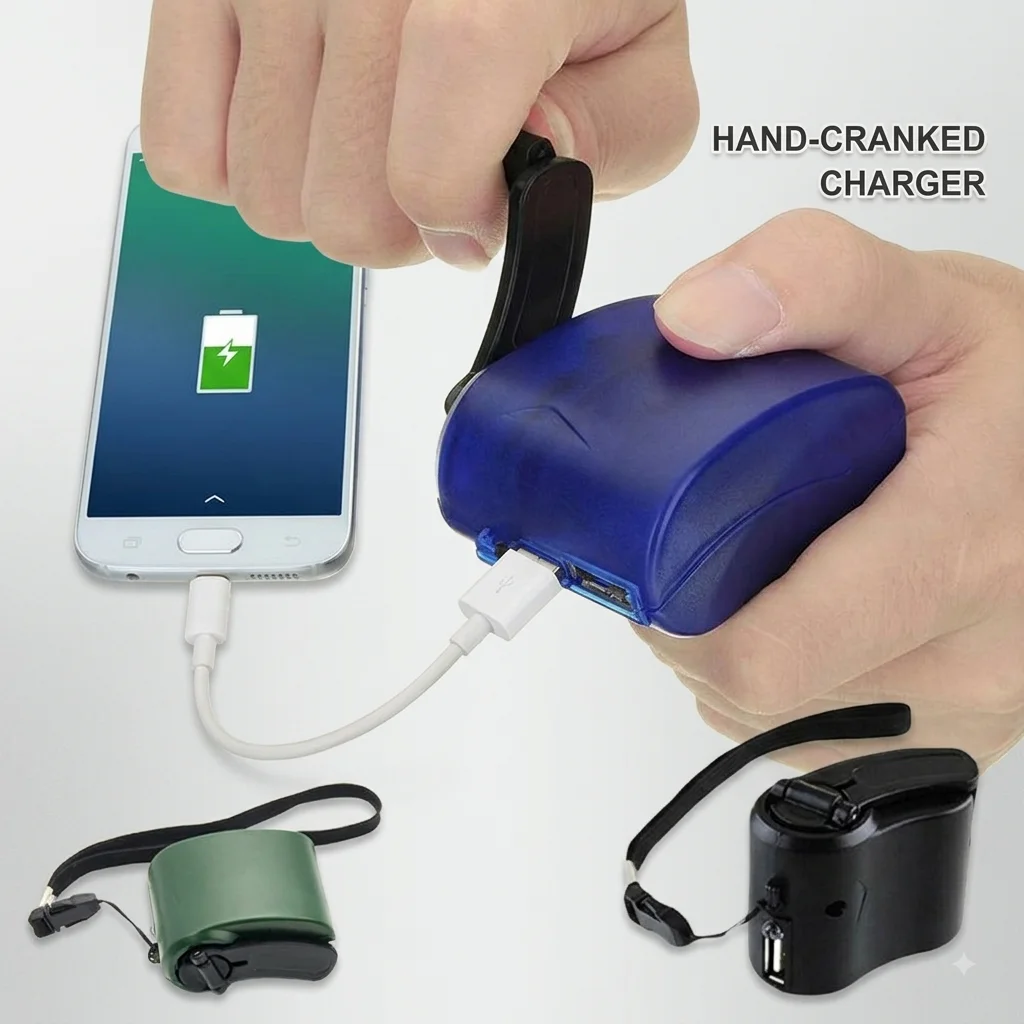 Hand-Crank USB Emergency Charger Backup Battery Pack Outdoor Camping Survival EDC Cellphone Mini Energy Kit Light Handy Gear
