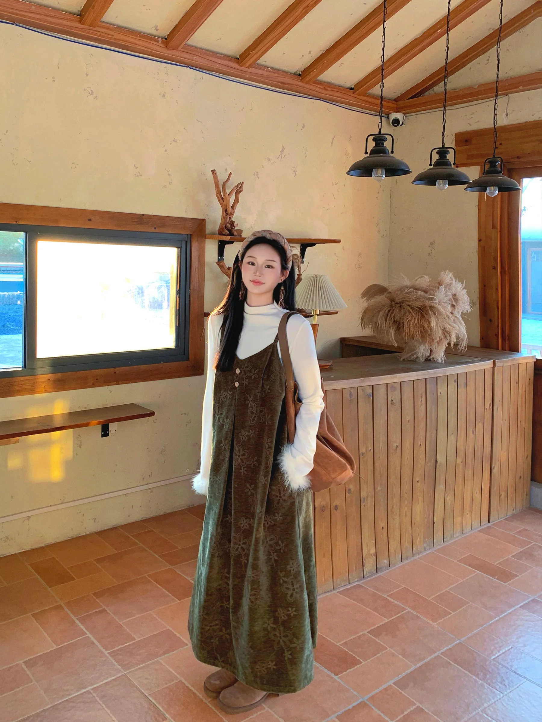 

Ele plus Size Strap Dr Women Winter High End Feeling Slightly Plump Slimming Hepburn Sle Long Dr French Sle Emb...