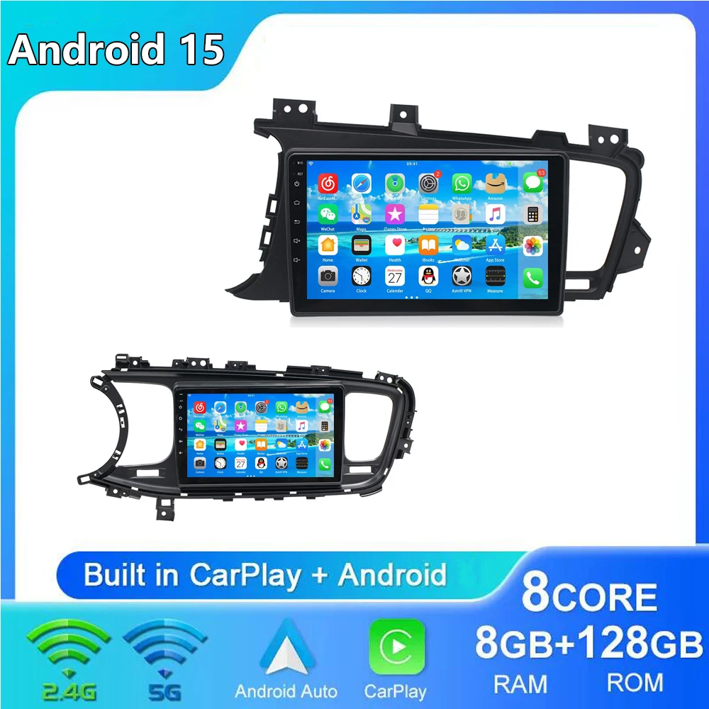 

Android 15 Carplay Auto для Kia K5 Optima 2011-2015 Автомобильный мультимедийный видеоплеер 4G + WIFI GPS-навигация с сенсорным экраном