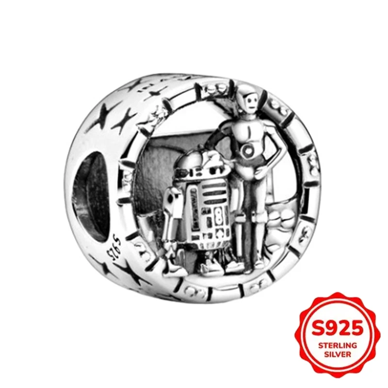 S925 Sterling Silber Star Wars Serie Charms Perlen Mandalorianer Helm Sturmtruppler Droide Anhänger Schlangenarmband DIY Schmuck Geschenk