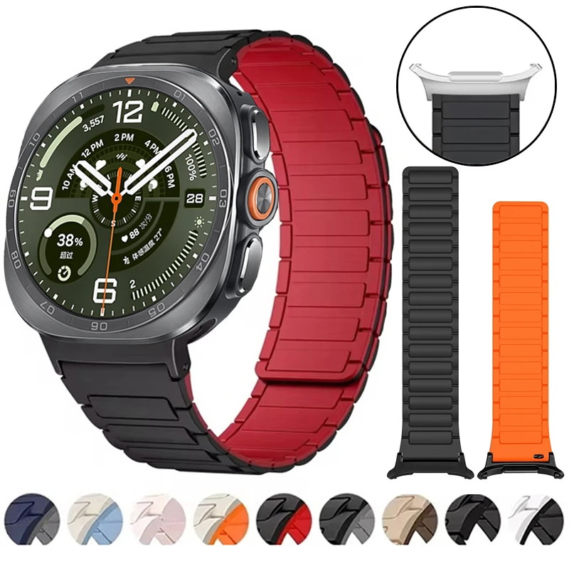 Magnetic Strap For Samsung Galaxy Watch Ultra2 Ultra 47mm Sport Silicone Band For Samsung Watch 9 8 44mm 40mm 8 Classic 46mm