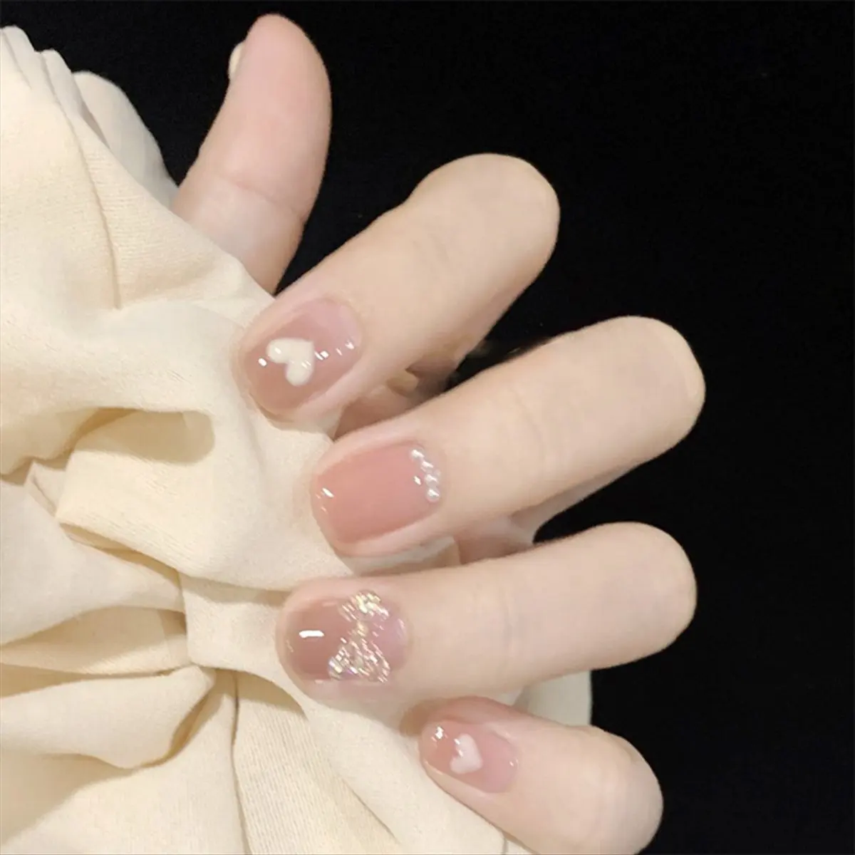 DT77 TO Press on Nails, Wearable Nail Tips with Butterfly Heart High-End Nail Art Wearable Nail Tips Z023