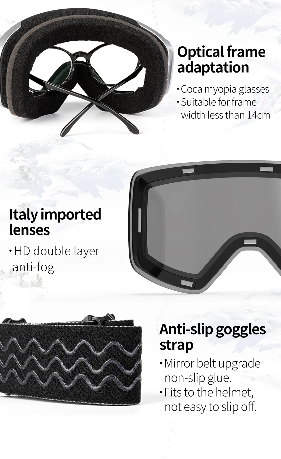 COPOZZ OTG Ski Goggle Snowboard Mask For Men Women Yellow Lens Case Eyewear Kit Cylindrical UV400 Protection Snow Glasses Adult
