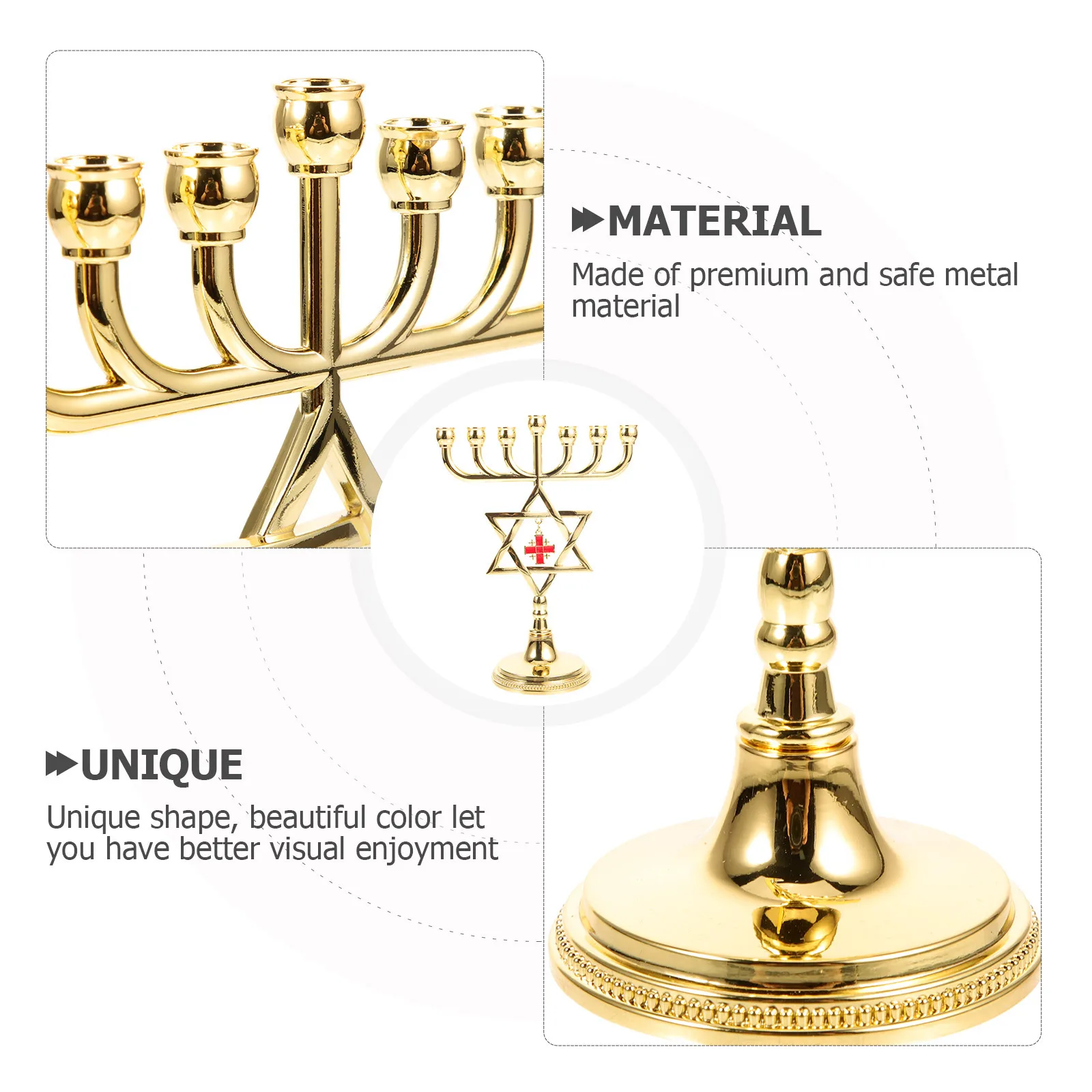

7 Branch Stick Menorah Metal Vintage Candelabrum For Home Dining Table Desktop Decoration Jewish Candlestick
