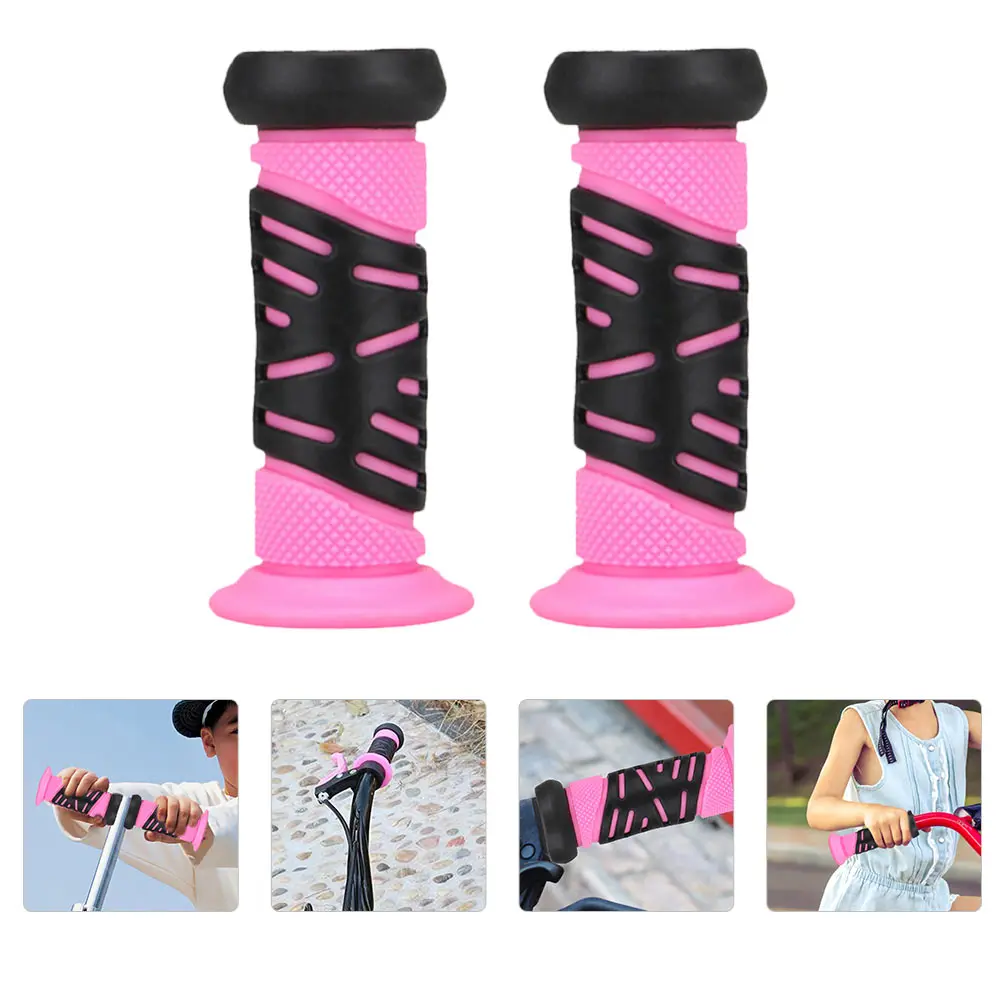 

1 Pair Anti Slip Kids Bike Handlebar Grips Rubber Comfortable Shock Absorbing Lamellar Structure Impact Protection For Child