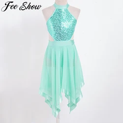 Kids Girls Sequins Ballet Dress Ballerina Fairy Prom Party Costume Gymnastic Workout Ballet Figure Skating Performance Dress