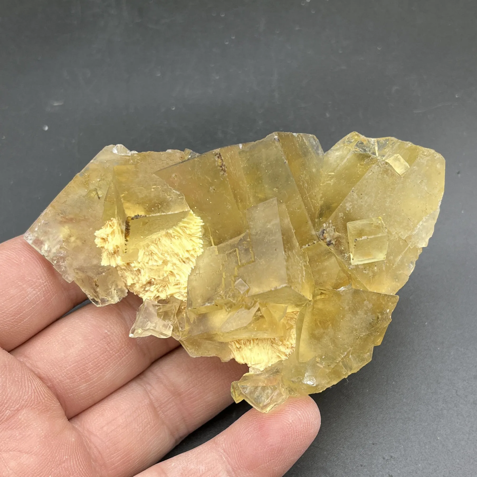 Large particle cube QR code natural Beijing yellow fluorite cluster mineral specimen stone and crystal quartz healing crystal