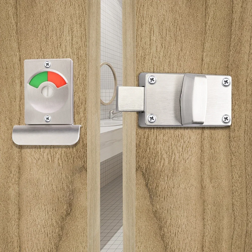 

Stainless Steel Partition Door Lock Bathroom With Red Green Indicator Lock For Comfortable Handle Smooth Trouble-free Operation