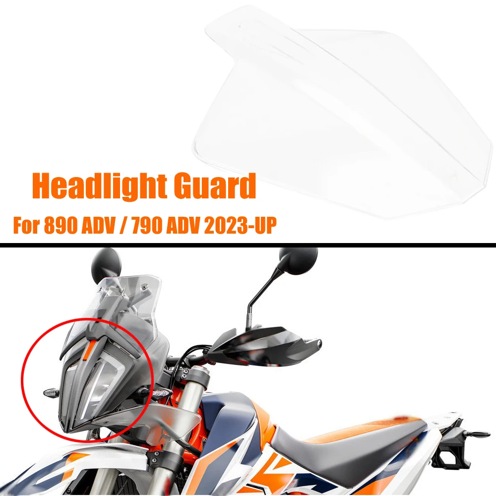 New Motorcycle Accessories Acrylic Headlight Protector Guard Lense Cover For 790 ADVENTURE 890 Adventure ADV 2023 2024