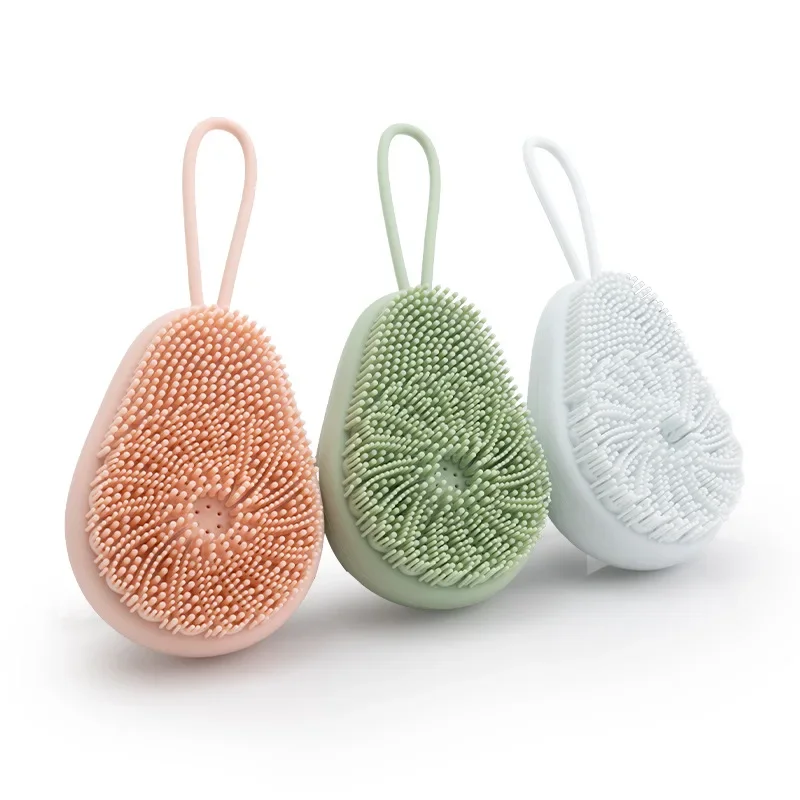 Silicone bath brush with shower gel filling, exfoliating without damaging the skin, bath brush, silicone bath cleaning brush