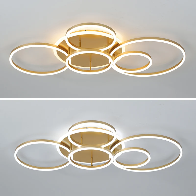 NEO Gleam 3/6 Circle Rings Modern led ceiling Lights For living Room Bedroom Study Room White/Brown Color ceiling Lamp