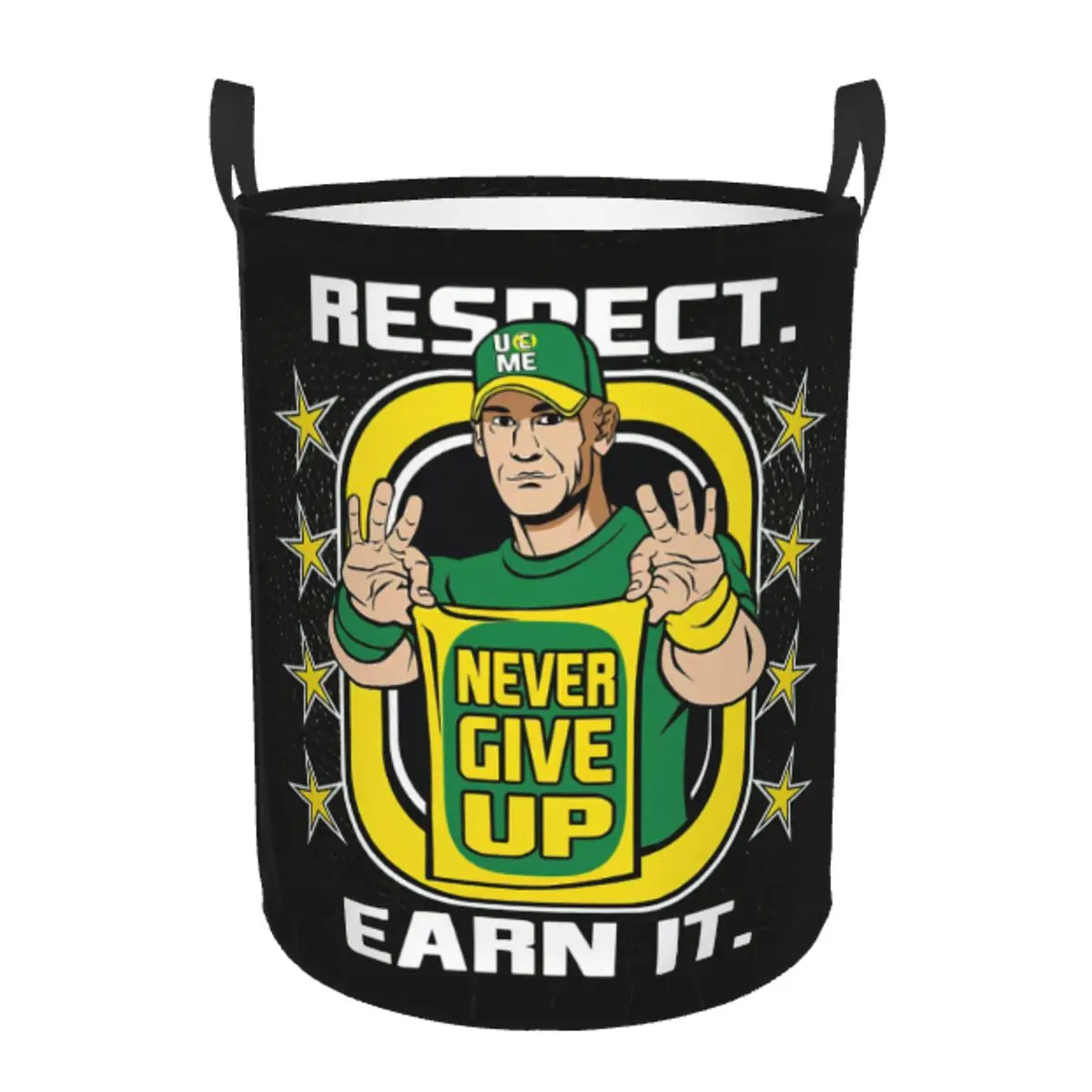 Custom WWE John Cena Laundry Basket Foldable Never Give Up Clothes Toy Hamper Storage Bin for Kids Nursery