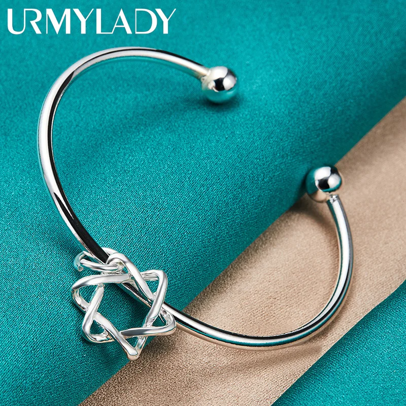 URMYLADY-brazalete de estrella de Plata de Ley 925 para mujer, joyería de moda para fiesta de compromiso y boda