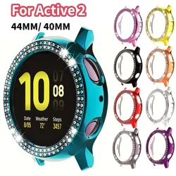 Caso Diamante Bling para Samsung Galaxy Watch, Capa Protetora de Tela, PC Bumper, Active 2, 44mm, 40mm