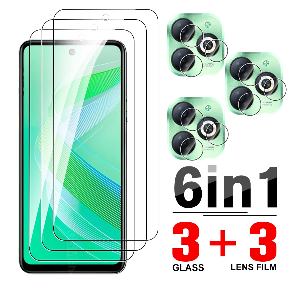 6in1 Protective Glass Case For Infinix Smart 8 Tempered Film For Infinix Smart 8 Smart8 X6525 4G Screen Camera Protector Film