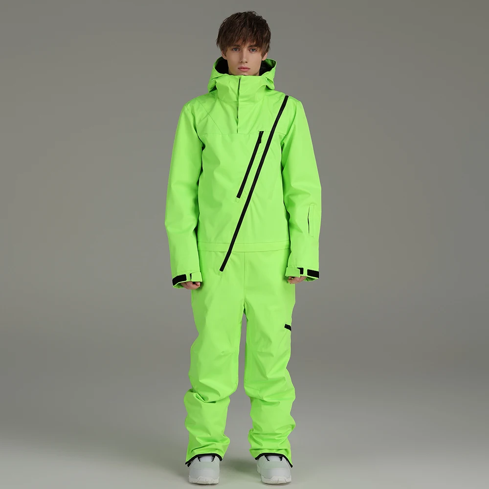 Thicken Men's and Women's Siamese Overalls Winter Warm Windproof and Waterproof Outdoor Sports Snowboarding and Skiing