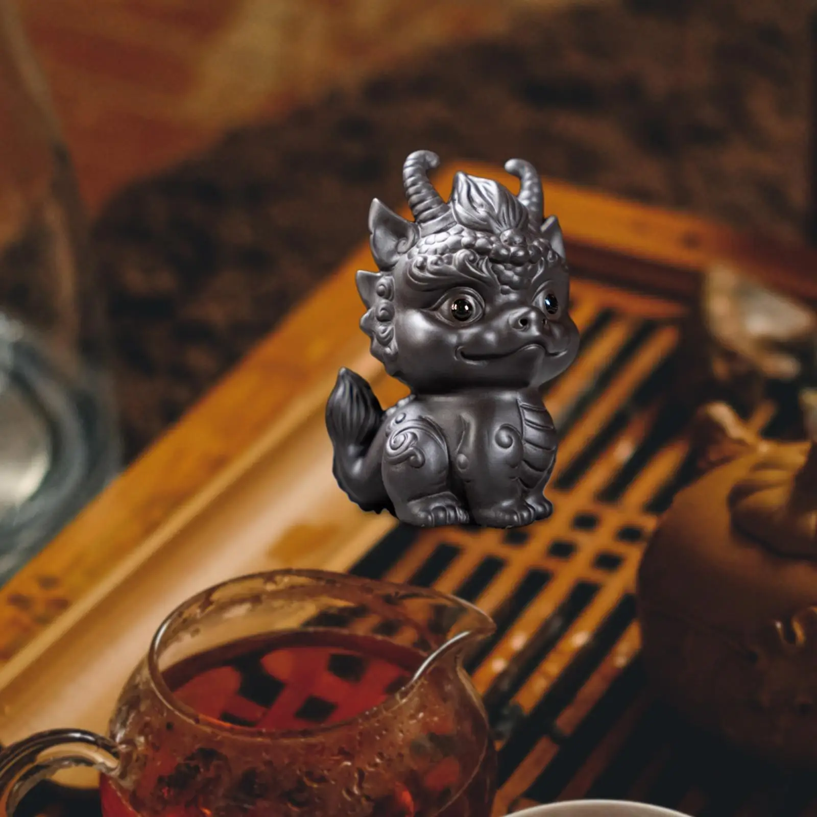 Miniature Dragon Statue Tea Pet Ornament Desktop Tea Decoration Tea Accessories for Farmhouse Office Garden Bookcase Apartment