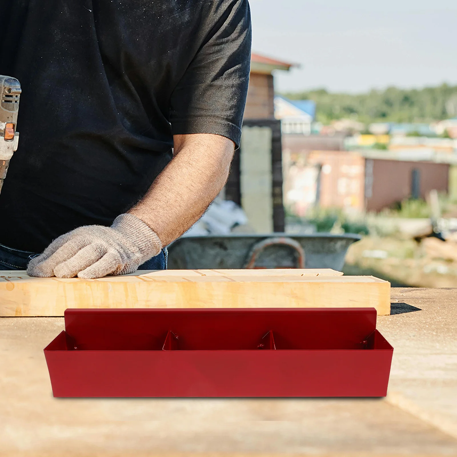 

Portable Tools Parts Box Garage Storage Screw Nut Tool Box Stackable Small Compartment Red Metal Parts Organizer Durable Sturdy