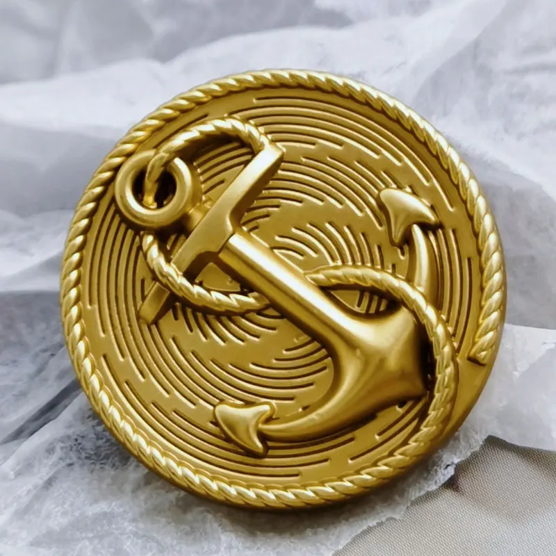 الذهب الفضي مرساة تصميم المواد الخياطة الفاخرة للخياطة زر معدني للملابس معطف DIY الحرف المواد الزخرفية