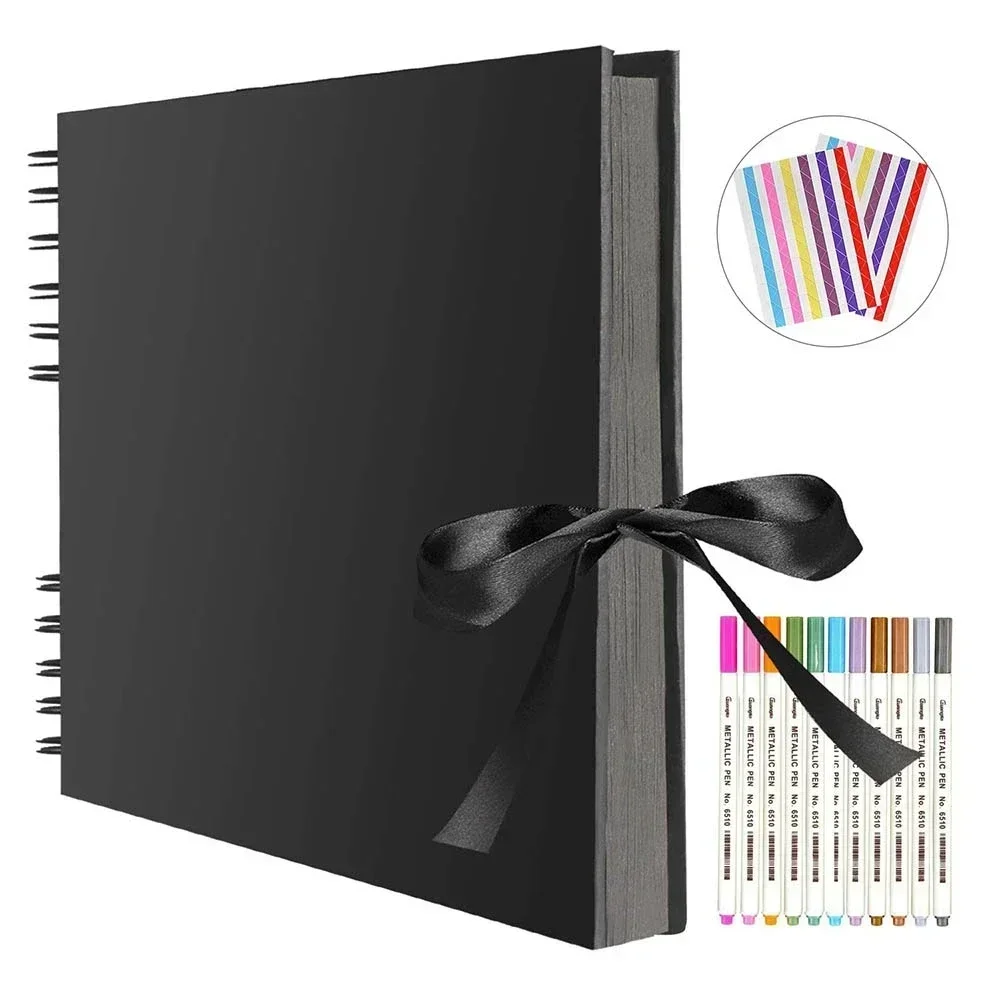 40/80 Pages Black Memory Books DIY Craft Photo Albums Scrapbook Cover Kraft Album For Wedding Anniversary Gifts Memory Books