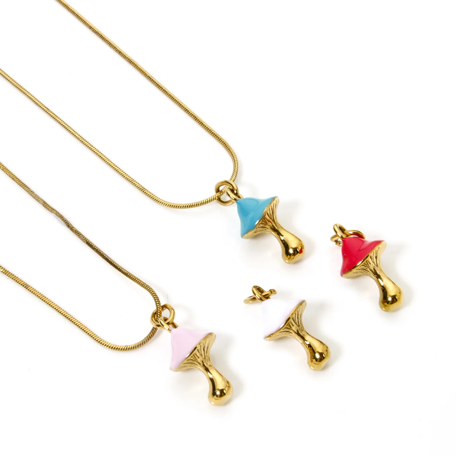 1PC קמעות פלדת אל חלד אמייל רב פטרייה תליון עגילי שרשרת די לנשים ממצאים 23 מ "מ x 10 מ" מ