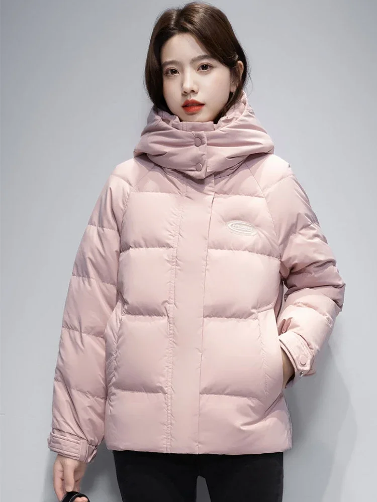 Women Korean Thick Warm Down Cotton Puffer Jacket Long Sleeve Hooded Parka Winter Coat Pockets Solid Plus Size Loose Overcoat