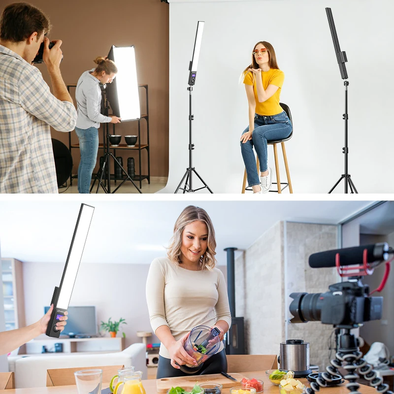 LED Video Lights Long Strip RGB 28 Colors 2500-6500k Photography Hand Held Tube Light With Carrying Bag Remote Control For Photo