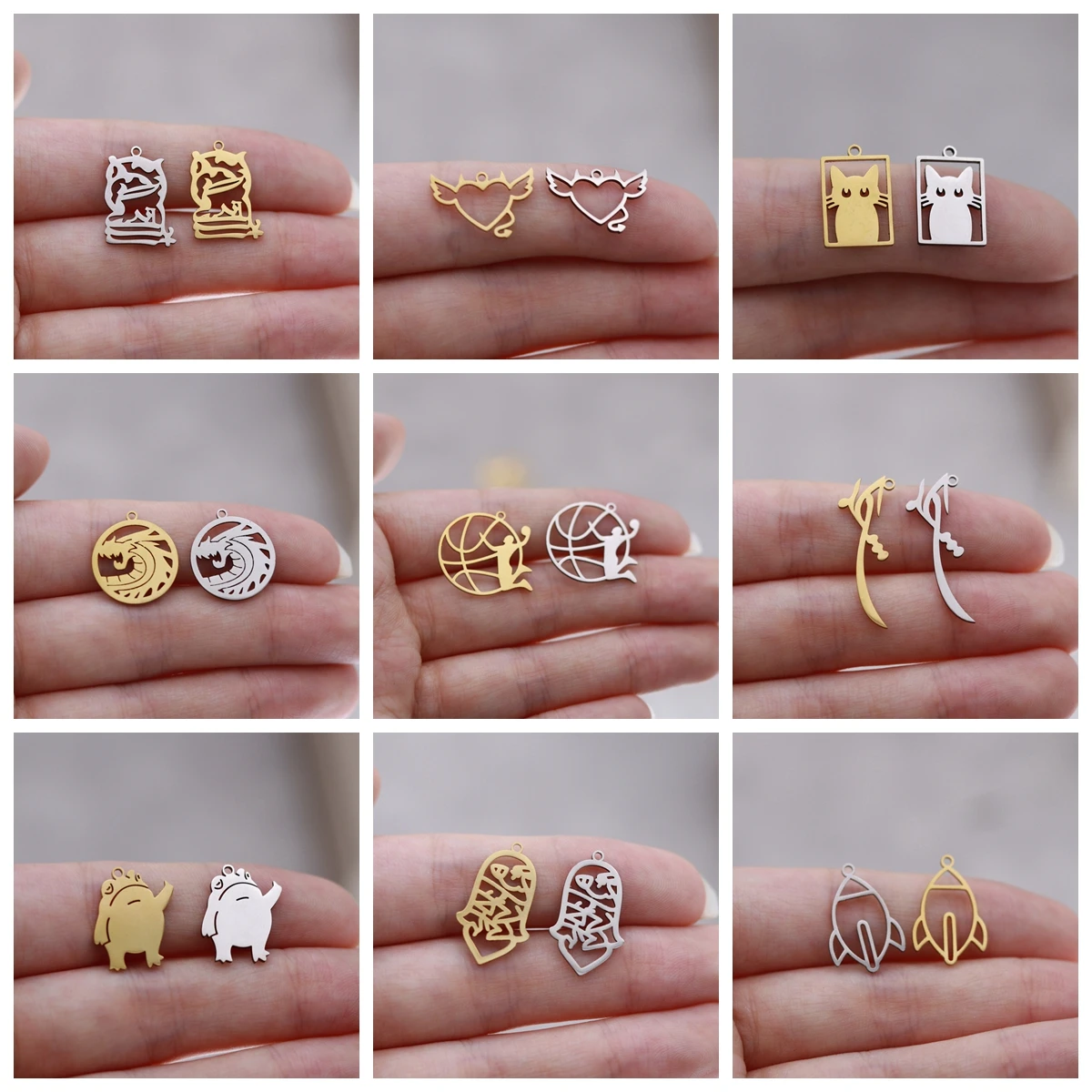 3pcs Butterfly Charms DIY Earring Necklace Bracelet Arrow Shark Crown Rocket Dragon Lotus Flower Pendant For Jewelry Making