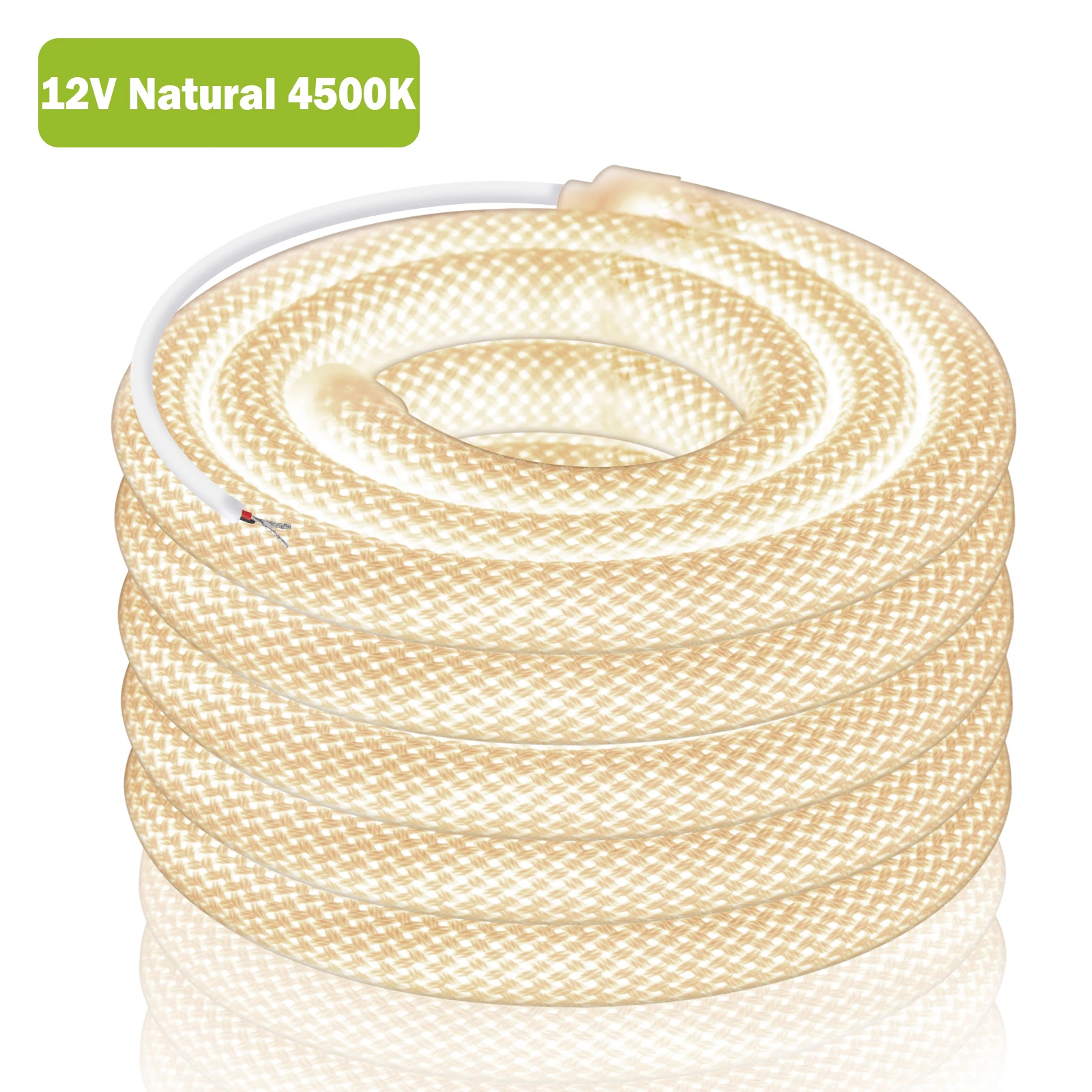 KISUFU 360 Grad runder, retikulierter Neon-LED-Streifen, DC 12 V, 24 V, 240 LEDs/m, natürliches, warmweißes, wasserdichtes, flexibles Silikonschlauch-Neonstreifen 3