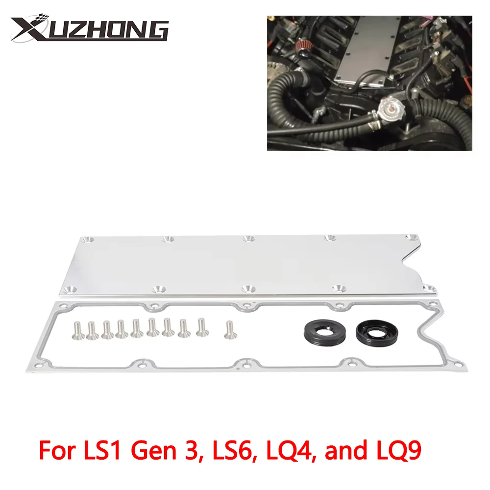 LS Gen 3 Engine Blocks Billet Valley Pan Cover Plate Cover Plate Billet Aluminum Low Profile LSX LS1 LM7 LR4 LQ4 LS6 L59 Silver