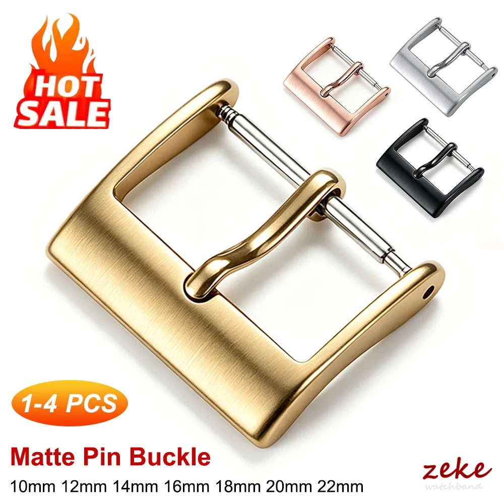 Silver Gold Black Metal Watch Buckle Strap Solid Square Button Stainless Steel Matte Clasp 10/12/14/16/18/20/22mm Watch Buckles