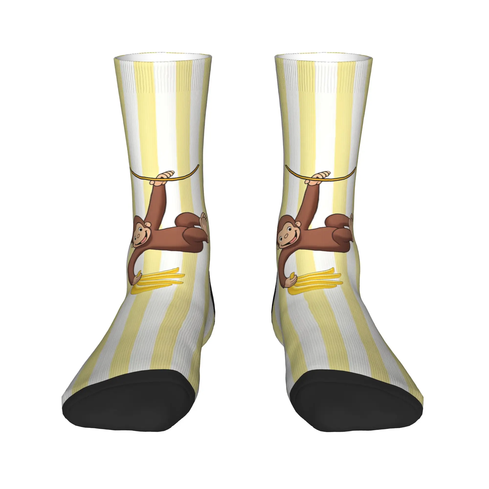 Curious George Monkey Socks  Harajuku Stockings Autumn Anti Sweat Men Socks High Quality Design Skateboard Socks