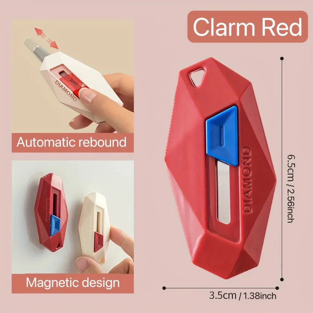 3pcs Safe & Portable Box Cutters with Keychain - Automatic Retract for Easy Access to Packages, Letters & Envelopes