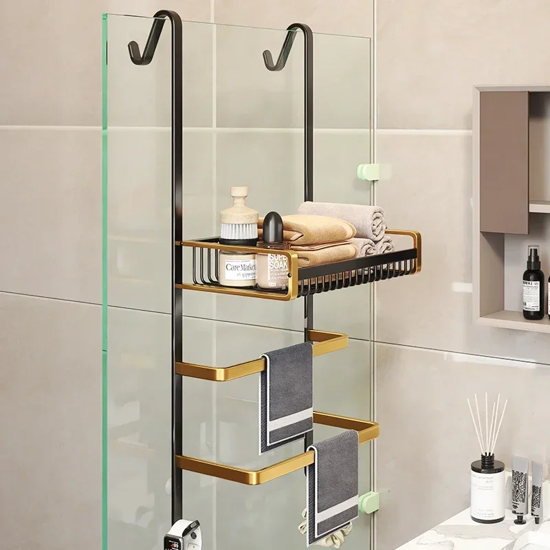 High End Space Aluminum Towel Rack Modern and Simple Waterproof and Rust Proof Towel Pole No Need To Install Towel Storage Rack