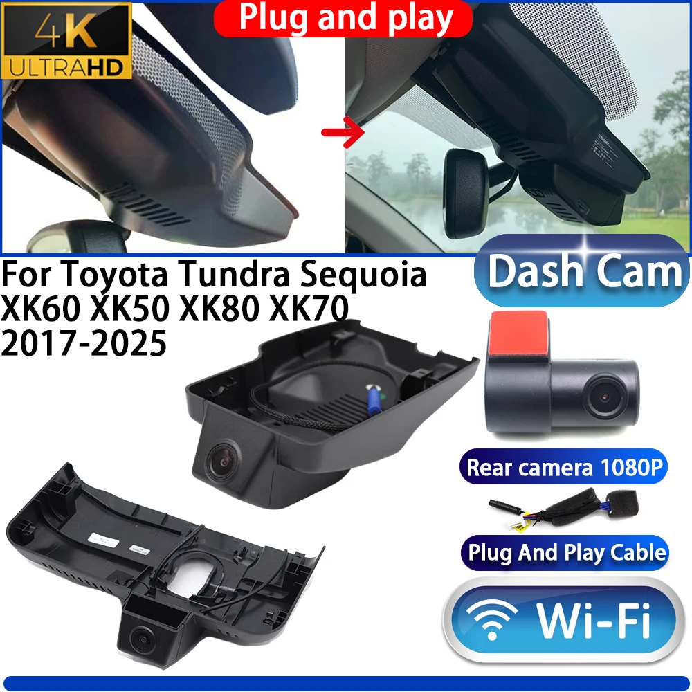 

HighCity For Toyota Tundra Sequoia XK60 XK50 XK80 XK70 2017-2025 Dash Cam Camera DVR Night Vision Plug And Play Video Recorder