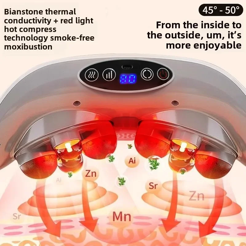Electric Bianstone Moxibustion Abdominal Kneading Massager Automatic Hot Compress for Belly Relaxation