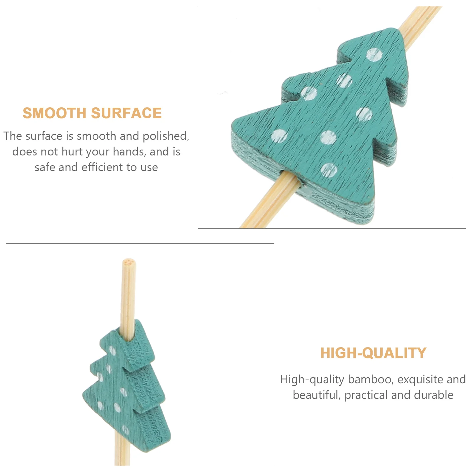 

100 Pcs Christmas Fruit Picks Bamboo Cocktail Stirring Sticks for Appetizers Cakes Puddings Bread Martini Mixing Skewers Elk