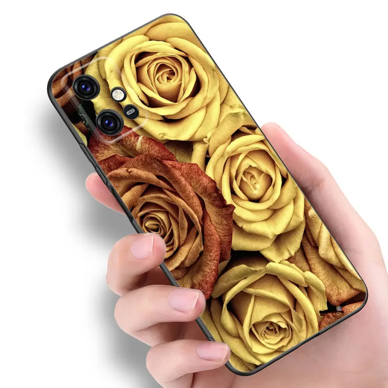 Rose Pink Flower Silicone Phone Case For V27 V30 Pro V29e Y27 Y55 Y78 5G Y02S Y15S Y17S Y21S Y33S Y76S Y16 Y22 Y35 Y36 image 3