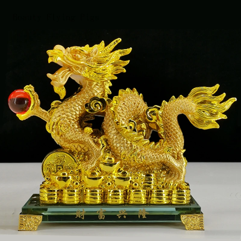 

1 Pc Resin Zodiac Dragon Ornaments Home Decoration Resin Crafts Office Living Room Decoration Absorb Wealth Housewarming Gift