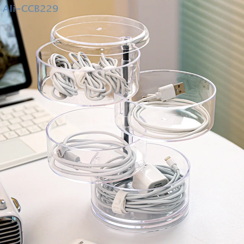 Acrylic Clear Round Storage Box Stackable Belt Rack Display Holder For Watch Jewelry Cosmetics Bracelets Rings Ties Container