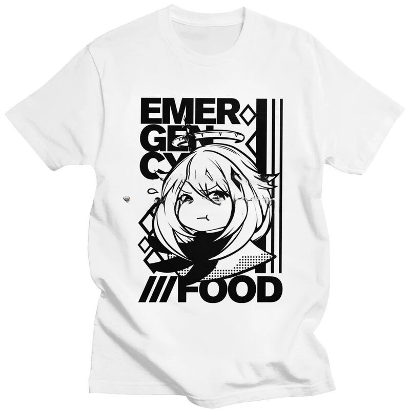 New Arrival Male Genshin Impact Emergency Food Paimon T Shirt Short-Sleeve Cotton Kawaii T-shirt Anime Game Tee Tops Clothing