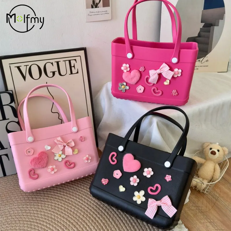Large Eva Beach Tote Bag Fashion Mommy Diaper Storage Baskets Summer Rubber Tote Bag With Accessories Handbag Sundries Organizer