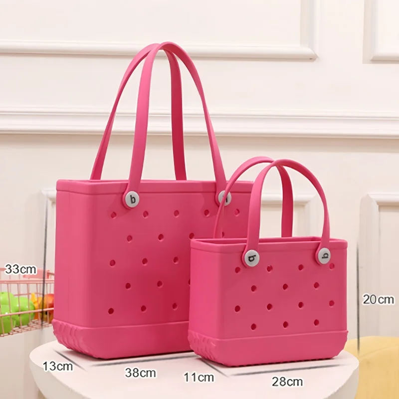 EVA Beach Bag Summer Children Storage Baskets Rubber Multi-Purpose Outdoor Picnic Tote Fashion Waterproof Solid Color Jelly Bag