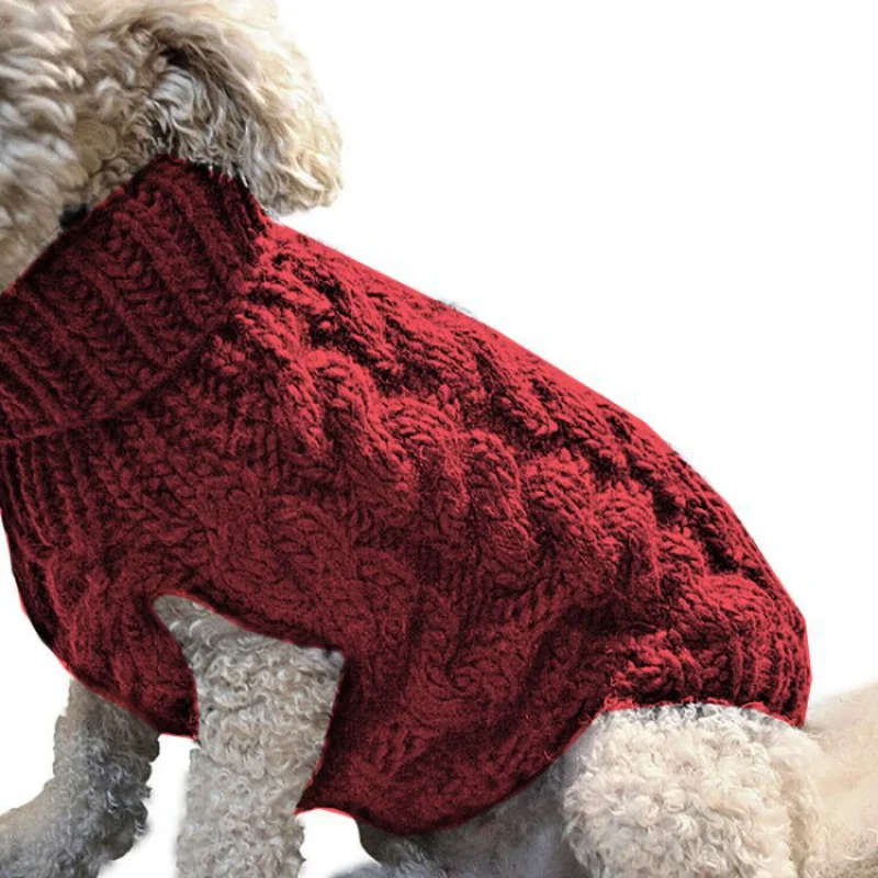 Winter Puppy Warm Sweater Turtleneck Pet Dog Knitting Clothes for Small Medium Dogs Kitten Vest Chihuahua Pullover Bulldog Coat