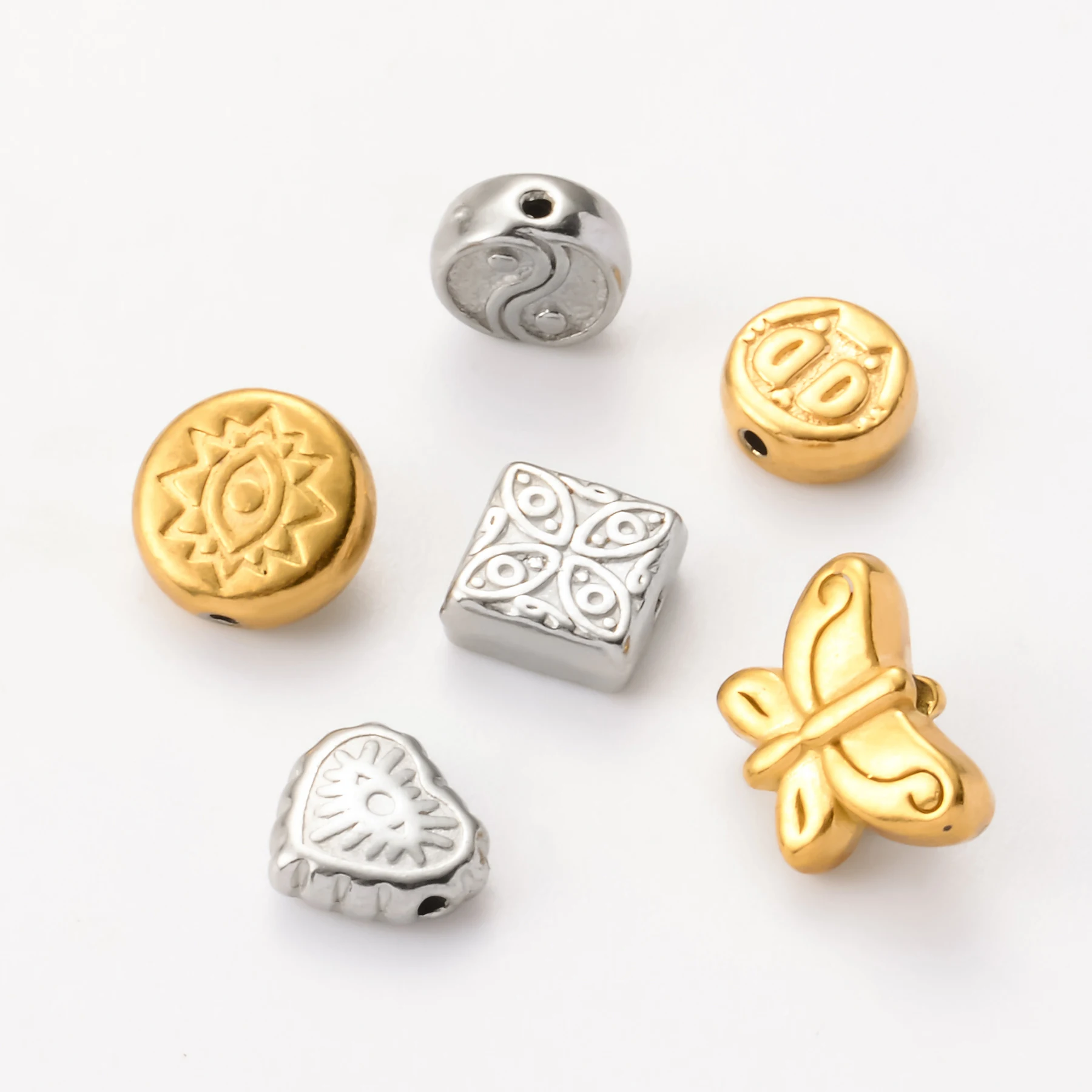 8Pcs High Quality Stainless Steel Casting Loose Spacer Beads Charms For Diy Beaded Bracelets Jewelry Handmade Making