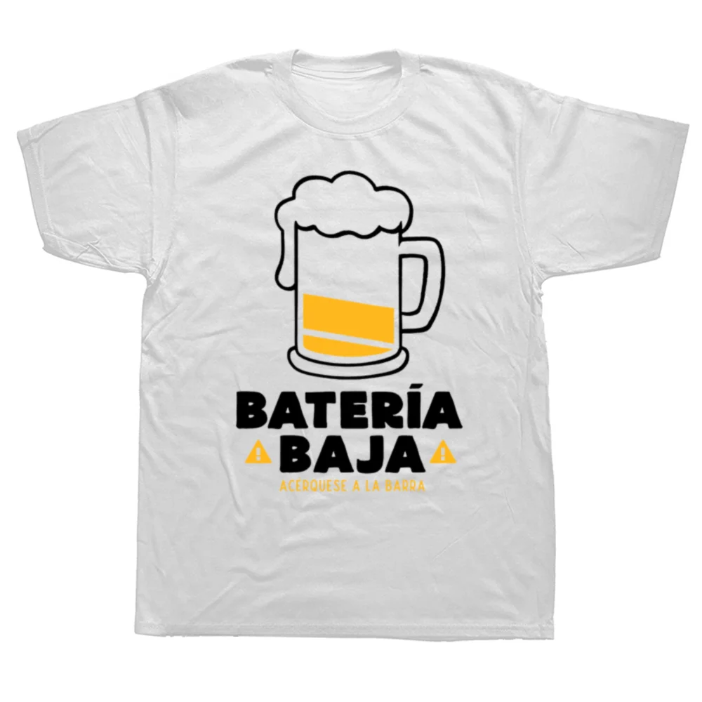 Summer Graphic Cotton Streetwear Spanish Gifts T-shirt Mexican Beer Necesito Cerveza Funny Low Battery Beer Drinking T Shirts