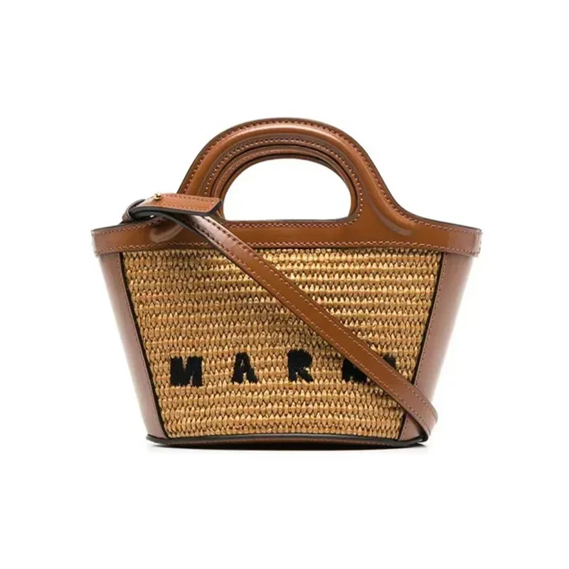 New Embroidered Woven Grass Bag 2023, Small Market Vegetable Basket, Water Bucket Tote Bag, Single Shoulder Crossbody Handbag